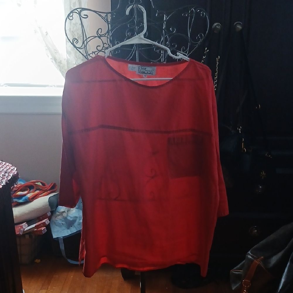 Red Sheer Blouse